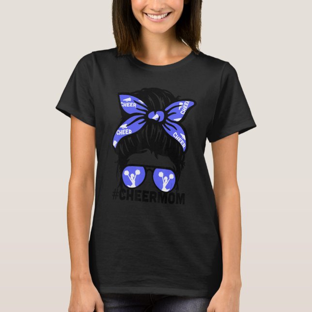 Cheer Mother Mama Blue Megaphone Cheerleading Mom  T Shirt (Framsida)