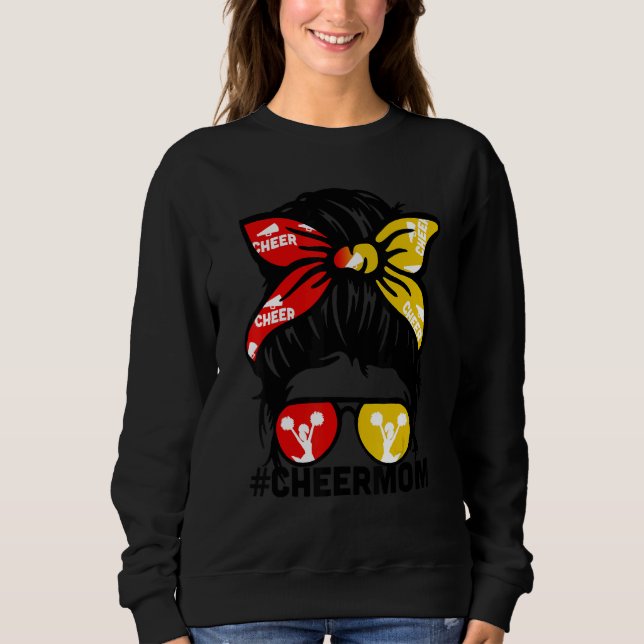 Cheer Mother Mama Red & Gold Cheerleading Mom Mess T Shirt (Framsida)