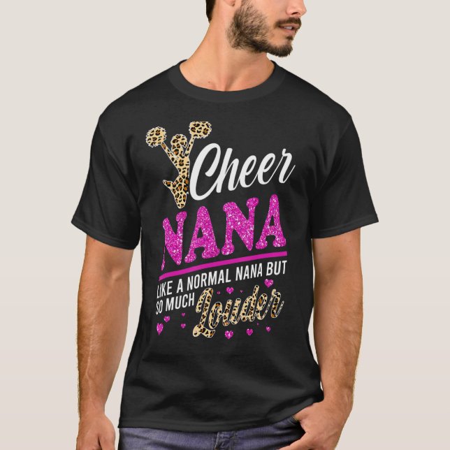 Cheer Nana Biggest Fläkt Leopard Print and Pom Pom T Shirt (Framsida)