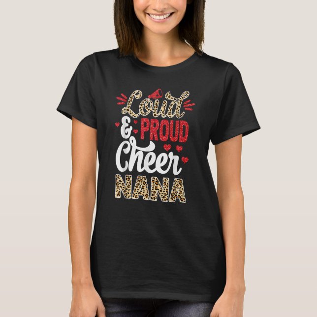 Cheer Nana Biggest Fläkt Leopard Print and Pom Pom T Shirt (Framsida)