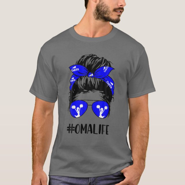 Cheer Oma Life Messy Bun Hair Cheerlead Mor' T Shirt (Framsida)