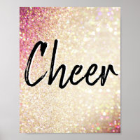 Cheer Poster | Faux Guld och Rosa Glitter