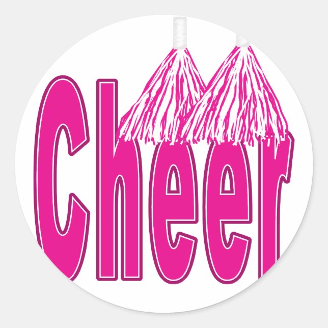 Cheer Rosa Stickers Runt Klistermärke (Framsida)