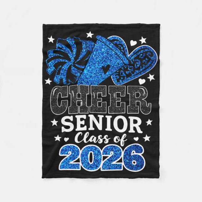 Cheer Senior 26 Cl Of 2026 Blå Cheerleading Examen Fleecefilt (Framsidan)