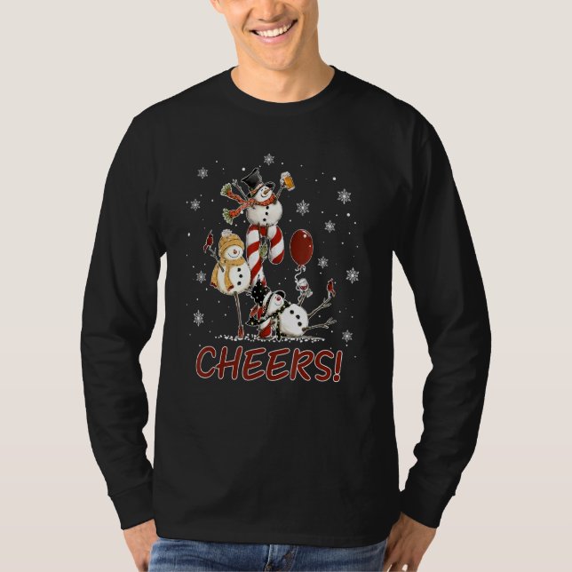 Cheer Snögubbe Shirt Beer jul Sweater Vin L T Shirt (Framsida)