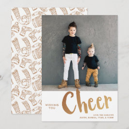 Cheer | Sötare Mönster-julfoto Guld Julkort