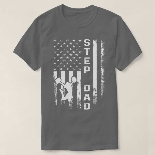 Cheer Step Pappa American Flagga Cheerlead Cheerle T Shirt (Design framsida)