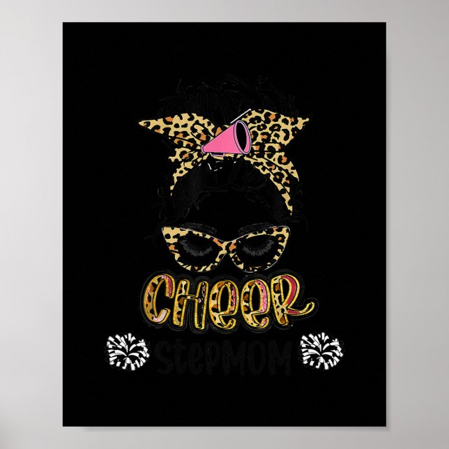 Cheer Stepmamma Leopard Messy Bun Cheerledare Poster (Framsidan)