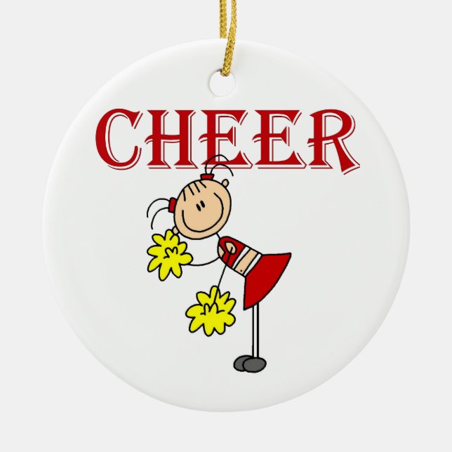 CHEER Stick figur Cheerwriter T-shirts and Gifts Julgransprydnad Keramik (Framsidan)