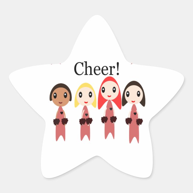Cheer! Stjärnformat Klistermärke (Framsida)