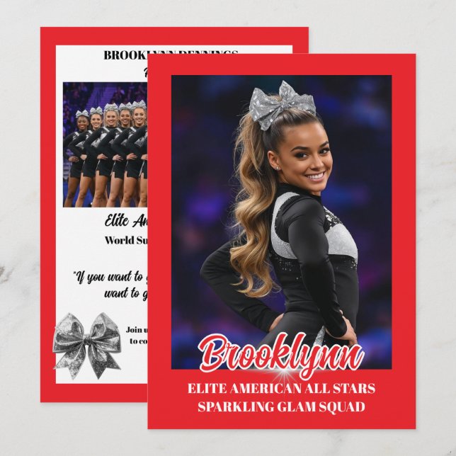 Cheer Team Cheerleader Signature Cards Inbjudningar (Fram/baksida)