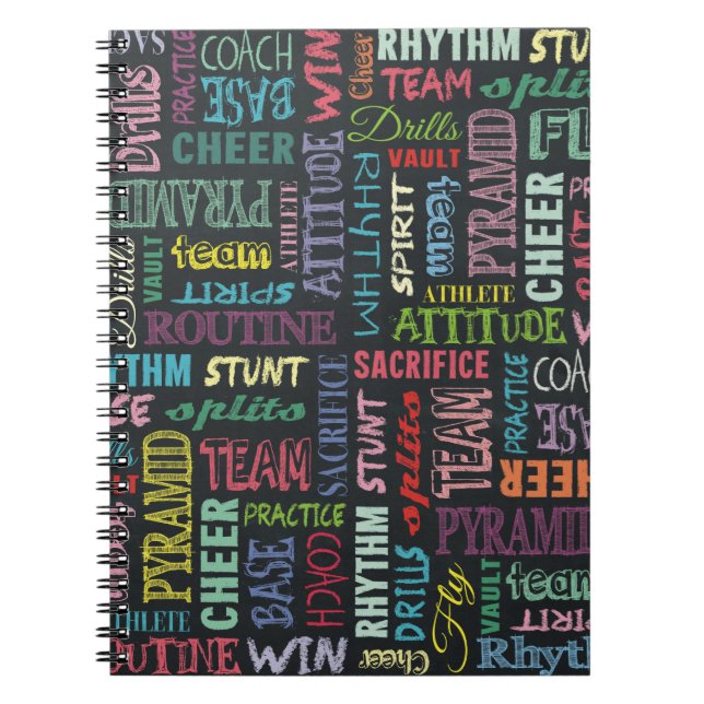 Cheer Terms on Chalkboard Anteckningsbok Med Spiral (Framsidan)