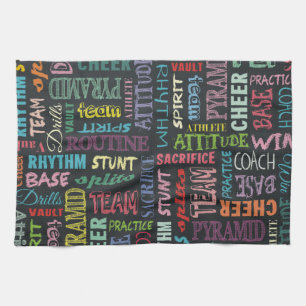 Cheer Terms on Chalkboard Kökshandduk