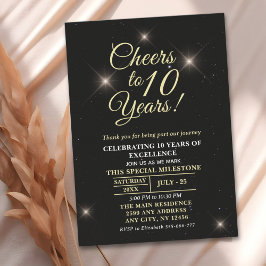 Cheer to Ten Years 10th Anniversary Inbjudningar