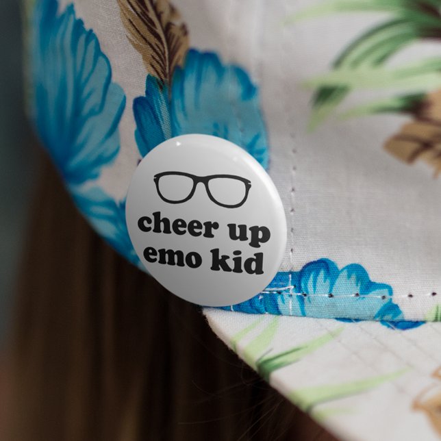 Cheer Up Emo Kid | Lättartade Cute Hipster-glasögo Knapp (Skapare uppladdad)