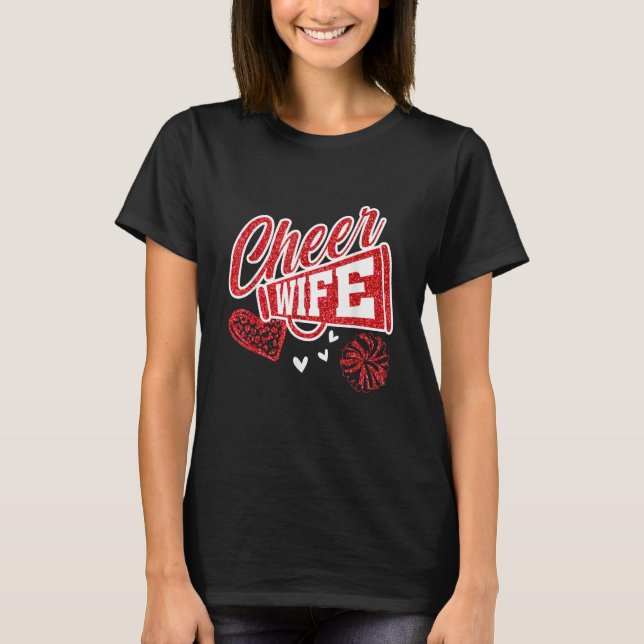 Cheer Wife Biggest Fan Leopard Print And Pom Pom 1 T Shirt (Framsida)