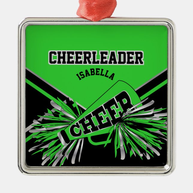 Cheeraker - Lime Green, Black och Silver Julgransprydnad Metall (Framsidan)