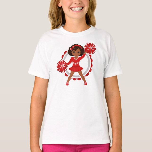 Cheerester - Cute Red African Cheer T Shirt (Framsida)