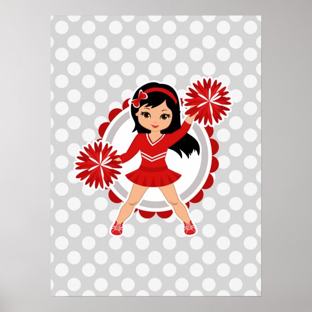 Cheerester - Cute Red Black Hair Cheer Poster (Framsidan)