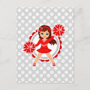 Cheerester - Cute Red Brunette Cheer Vykort