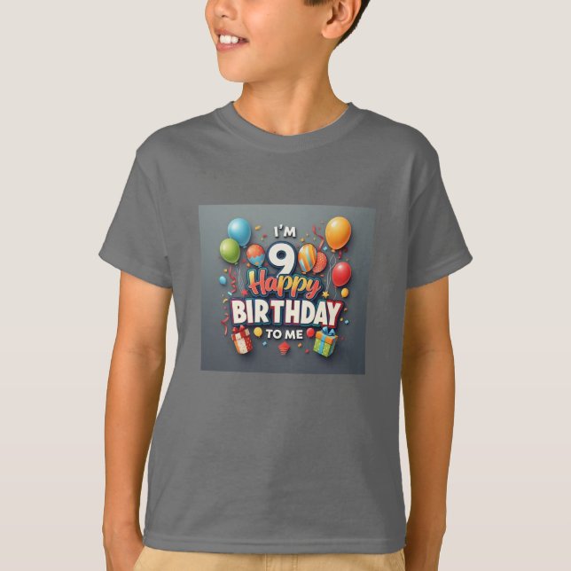 Cheerful 9:e födelsedagens firande Boys' T Shirt (Framsida)