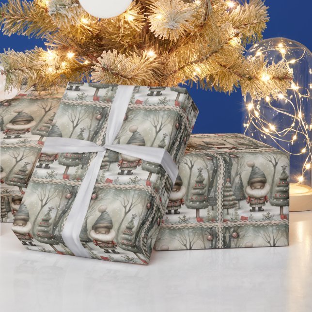 Cheerful African American Santa Presentpapper (Helgdagar)