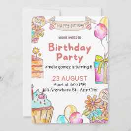 Cheerful and Playful Birthday Design Inbjudningar