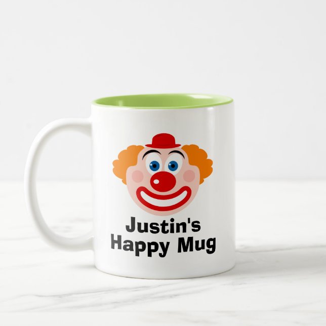 Cheerful anpassningsbar mugg med lycklig clown ans (Vänster)