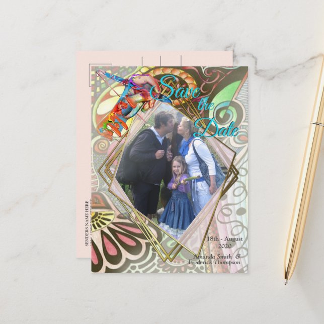 Cheerful Artist Party Doodle Creation Meddelande Vykort (Fram/Back In Situ)