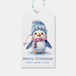 Cheerful Baby Penguin Helgdag Kids jul Presentetikett