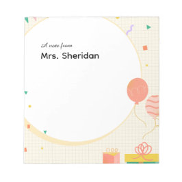 Cheerful Balloons & Lines Teacher Notepad Anteckningsblock