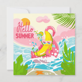 Cheerful Banana Hej Summer Greeting Card