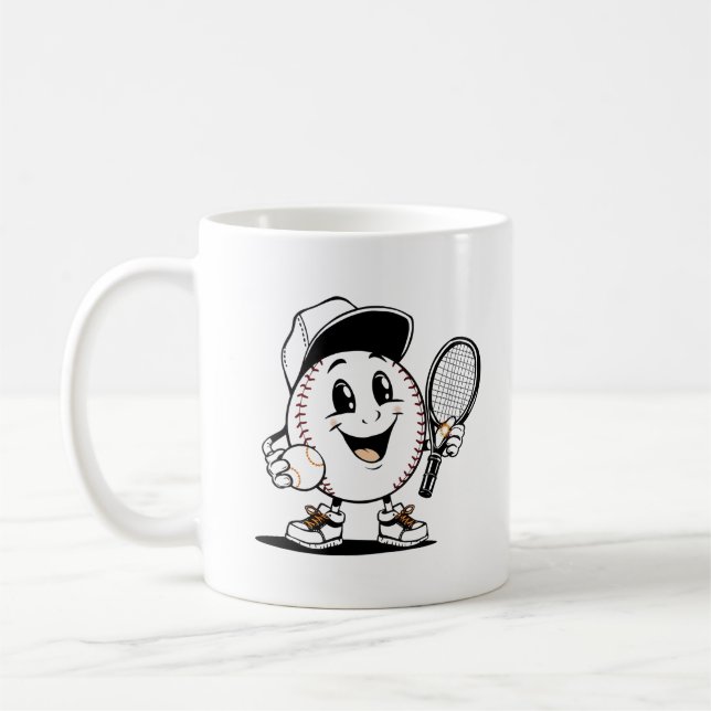 Cheerful Baseball-Tennis Mascot Kaffemugg (Vänster)