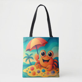 Cheerful Beach Crab with Umbrella Tropical Tygkasse