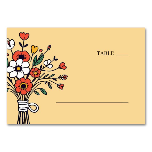 Cheerful Beige Floral Illustration Bordsnummer (Framsidan)