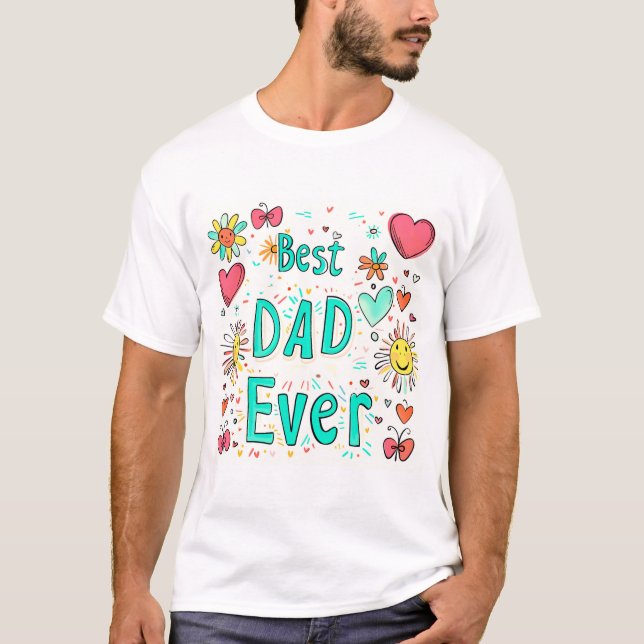 Cheerful Best Pappa någonsin Doodle T Shirt (Framsida)
