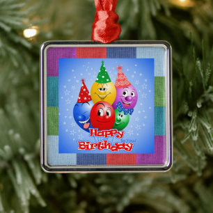 Cheerful Birthday Balloons Julgransprydnad Metall