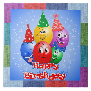 Cheerful Birthday Balloons Kakelplatta
