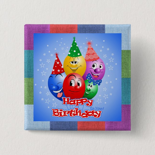 Cheerful Birthday Balloons Knapp (Framsida)