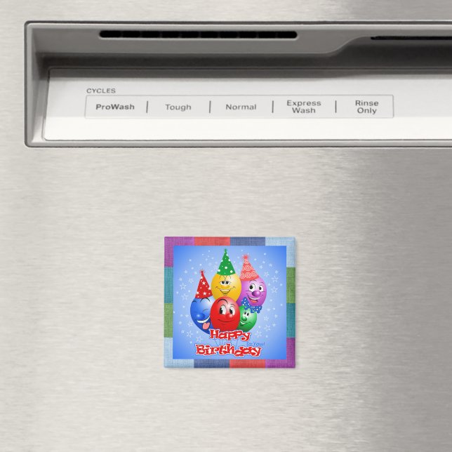 Cheerful Birthday Balloons Magnet (In Situ (Dishwasher))