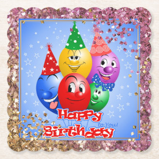 Cheerful Birthday Balloons Underlägg Papper