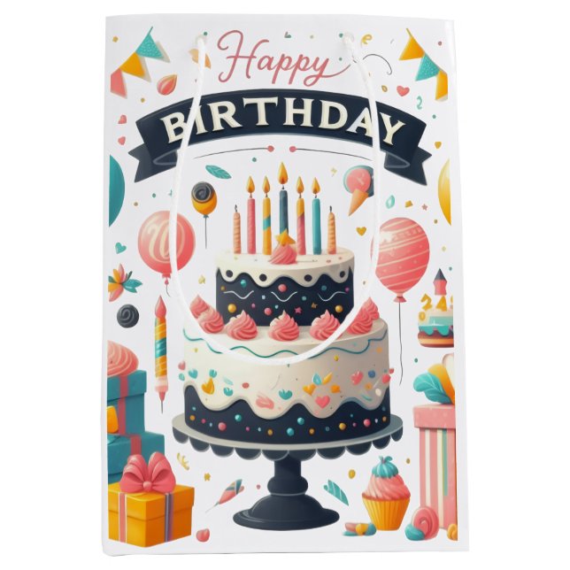 Cheerful Birthday Celebration Cake & Balloons (Framsidan)