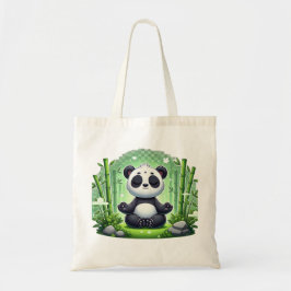 Cheerful Black and White Panda Eating Bamboo Tygkasse