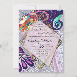 Cheerful Blue Artist Party Doodle Creation Inbjudningar