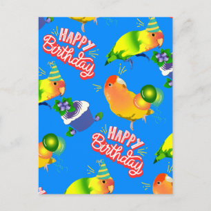 Cheerful Blue Grattis på födelsedagen Birds Lovebi Vykort