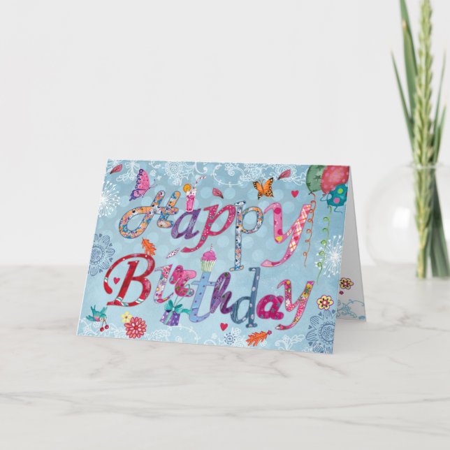 Cheerful Blue Hand skrev ut Birthday Funny Brev Kort (Framsida)