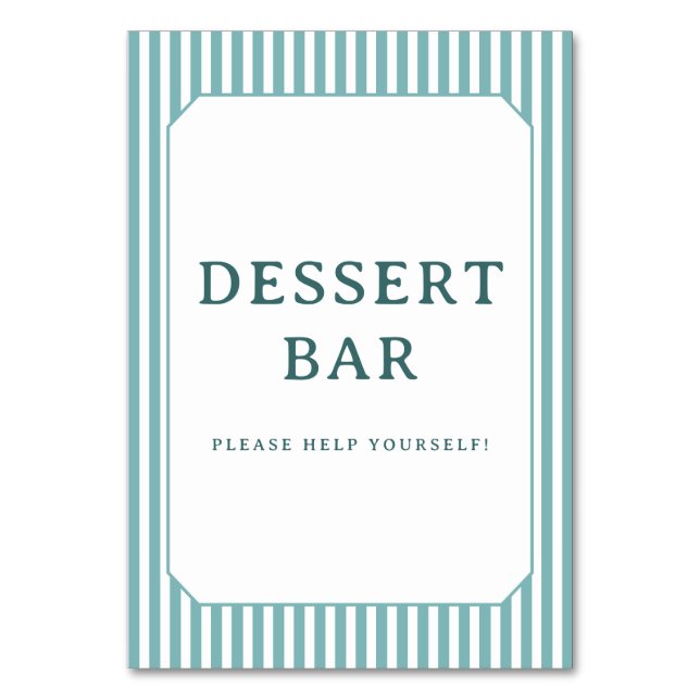 Cheerful Blue Striped Dessert Bar Sign Bordsnummer (Framsidan)