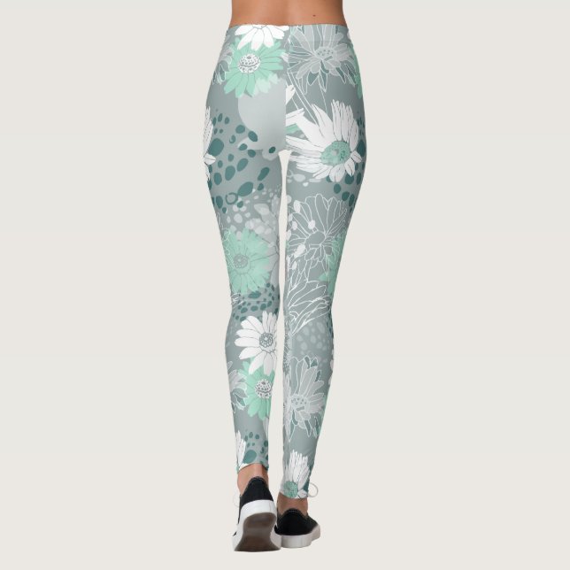Cheerful Bohemian in Aqua Grått Leggings (Baksida)