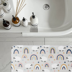 Cheerful Boho Sheep Rainbow Skriv ut Badrumsmatta