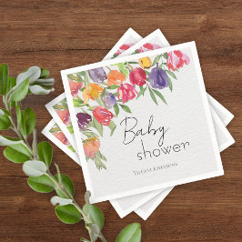 Cheerful Bouquet Tulips & Greenery Baby Shower Pappersservett